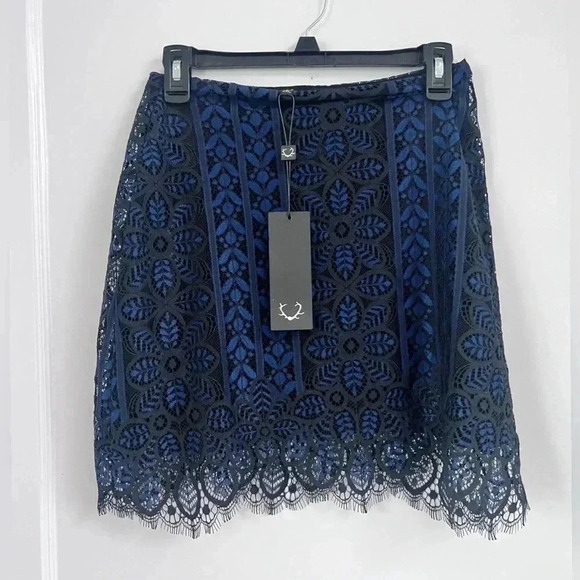 For Love & Lemons Lyla Skirt Navy/Black New With Tag - Picture 1 of 6